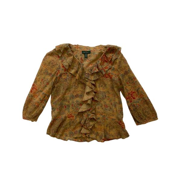 Lauren Ralph Lauren Printed Ruffle Top - Picture 1 of 4